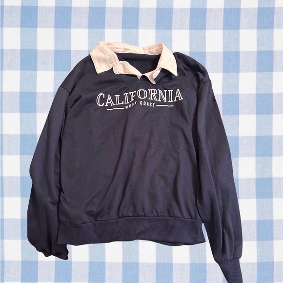 ROMWE White and Blue Preppy Sweatshirt - Picture 6 of 8